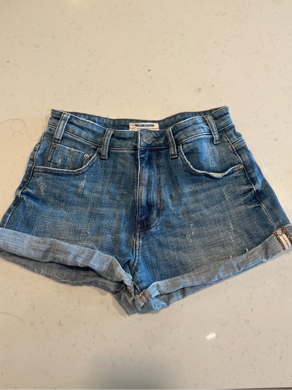 One Teaspoon High Waisted Harlets Jean Distressed Shorts 25 Slim Fit Casual